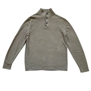 Express Olive Long Sleeve Waffle Knit Henley Sweater